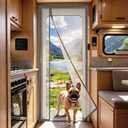 RV Screen Door Curtain 75 x 33'' Magnetic Tear-Resistant Mesh for Camper Doorway, Travel Trailer, Fifth Wheel and Motorhome, Self-Closing Bug Screen Mosquito Net with Accessories- Silver Gray