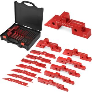 Setup Blocks Woodworking 14Pcs Aluminum Setup Bars with Case Setup Blocks Height Gauge Set Table Setup Blocks for Woodworking Tools Router Table Saw Height Depth Angle Fence Alignment Gauge Set
