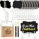 Mini Chalkboard Signs for Food Labels for Party Buffet, Small Place Cards or Name Tags with Iron Stand for Chafing Dish, Mimosa Bar Supplies, Wedding Chalk Board Sign with 2 Pens, 10 Pack White