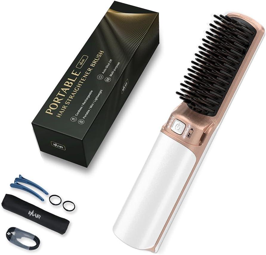 Hot Hair Straightener Brush,Portable Mini Cordless Hair Straightener with Travel Size USB Rechargeable 6400MAH,2 in 1 Hot Comb Hair Straightener for Women & Men with Short Hair(White) Hot Hair Straightener Brush,Portable Mini Cordless Hair Straightener with Travel Size USB Rechargeable 6400MAH,2 in 1 Hot Comb Hair Straightener for Women & Men with Short Hair(White)
