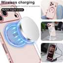 Magnetic Case for iPhone 17 Pro Women Girls Luxury Plating Cute Love Heart Soft Back Cover Full Camera Lens Protection Compabtible with MagSafe for iPhone 17 Pro Case Pink