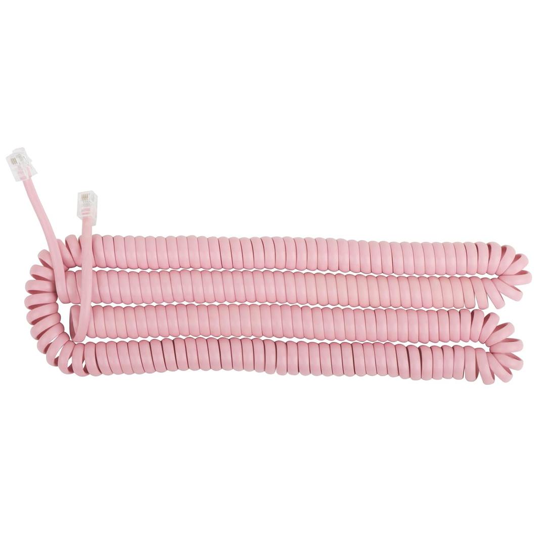 Uvital 1 Pack 25FT Pink Extra Long Phone Handset Cord(Coiled Length 3FT), Phone Cord for Landline, RJ9 Telephone Cords for Landline Phones