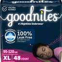 Goodnites Girls' Nighttime Bedwetting Underwear, Size Extra Large (95-120 lbs), 48 Ct (2 Packs of 24), Packaging May Vary