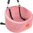 Dog Car Seat for Small Dogs Up to 30 Lbs,Ultra Soft Fabric Fill in Comfy Memory Foam,Happy Pet Ride,2 Safety Dog Leashes,Fully Detachable and Washable,Anti Slip Base(Pink)