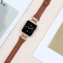 JR.DM Leather Bands Women Compatible with Apple Watch 40mm 38mm 44mm 45mm 41mm 42mm 46mm 49mm Dressy Thin Designer Strap with X-Shaped Metal Crown for iWatch Series Ultra/ SE/ 11/ 10/ 9/ 8/ 7/ 6/ 5/ 4/ 3/ 2/ 1 Brown