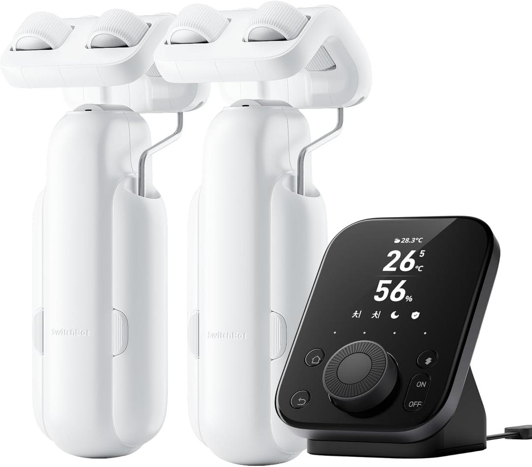 SwitchBot Smart Automatic Curtain Opener 2 Packs with Hub3 - Bluetooth Remote Control with App/Timer, High-Performance Motor, Unlimited Power, Add Hub to Compatible with Alexa, Google Home, HomeKit