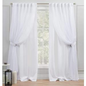 Exclusive Home Curtains Exclusive Home Catarina Layered Solid Room Darkening Blackout and Sheer Hidden Tab/Rod Pocket Top Curtain Panel Pair, 52x108, Winter, Set of 2 Panels