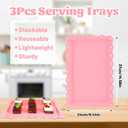 5 Pcs Dessert Stand Set, 2X Small 3 Tiers White Plastic Cupcake Stand Holder & 3X Rectangle Party Serving Trays/Platters for Wedding Birthday Baby Shower Tea Party Buffet (Pink)