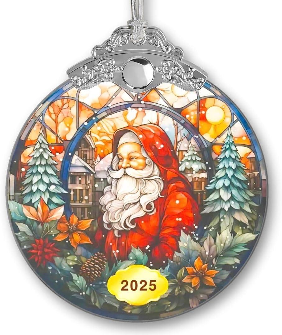 Vintage Santa Christmas Ornaments 2025  Santa Ornaments, Elegant Christmas Tree Ornaments, Red Clear Ornament, White Elephant Gifts for Adults, Holiday Keepsake Gift for Family