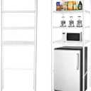 4-Tier Adjustable Mini Fridge Organizer Rack, Heavy-Duty Metal Storage Shelf for Over Mini Fridge, Microwave Stand for Dorm, Kitchen, Office