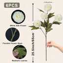 6PCS Long Stems Faux White Flowers Realistic Artificial Fall Flowers Indoor Fake Mums 25.5" Faux Silk Mums Flower Stems for Vases Flowers Artificial for Decoration Farmhouse Home Decor