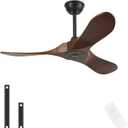 42'' Outdoor Ceiling Fan no Light,Solid Wood Ceiling Fan with Remote Control,Quiet and Reversible DC Motor with Large Airflow for Living Room,Patios,Gazebo (dark walnut)