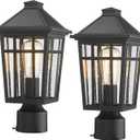 Darkaway Outdoor Post Lights Lamp Post Light Fixture, Waterproof Aluminum Housing with Glass, Fence Post Deck Lighting for Garden, Patio, Pathway (2 Pack, Black)