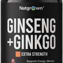 Natgrown Panax Ginseng & Ginkgo Biloba Supplement - Vegan - 120 Count (EXP 08/08/29)