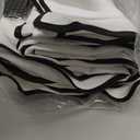 MIULEE 84" Long Scalloped Shower Curtain Linen Textured with 12 Metal Hooks Cute Extra Long Heavy Duty Washable Waterproof Cloth Shower Curtains with Black Border for Bathroom Hotel Bathtub,White