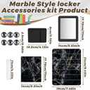 11 Pcs Black Marble Locker Accessories Kit with Magnetic Whiteboard Locker Mirror and Pen Holder Marble Lockers Organizer Decorations Back to School Essentials Decorations