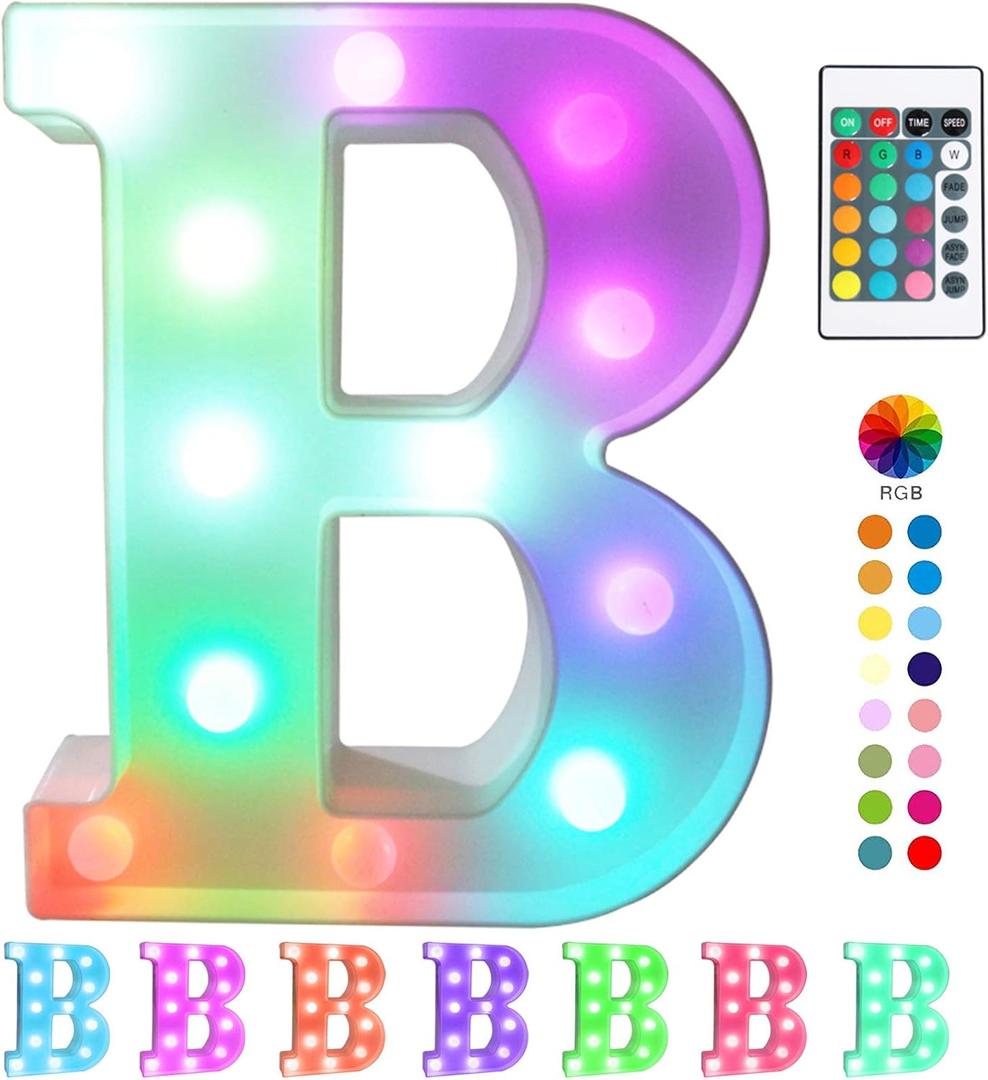 Pooqla Colorful LED Marquee Letter Lights with Remote  Light Up Marquee Signs  Party Bar Letters with Lights Decorations for The Home - Multicolor B