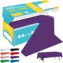 Purple Plastic Table Cover Roll - 54IN x 300FT, Table Cloth for Rectangle Table with Slide Cutter, Plastic Table Cloth Disposable with Cut-to-Size Design for Weddings, Banquets, Parties