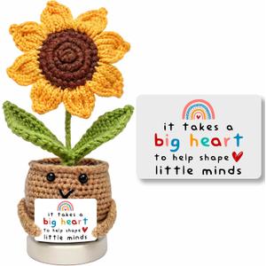Teacher Appreciation Gifts for Women, Teacher gifts for Women - Gifts for Teachers Appreciation Week, End of Year, Birthday, Back To School - Positive Crochet Sunflower Handmade, Teacher Crochet Gift