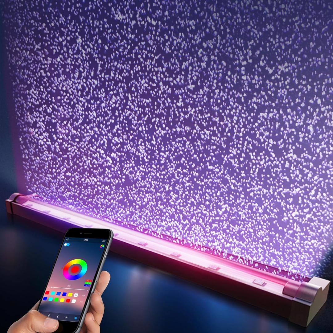 Smart App-Controlled LED Aquarium Light with 16 Million Colors, 12 Dynamic Effects, Fish Tank Light with Nano Air Bubble for Aquarium Bubbler Decorations, Submersible Fish Tank Accessories - 23''