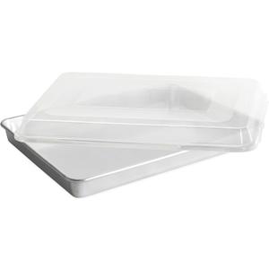 Nordic Ware Extra Large High-Sided Baking Pan, 21.1 x 15 x 2 inches, XL Big baking pan Natural Uncoated Aluminum, Reinforced Steel Rim Prevents Warping, Big Batch with Lid