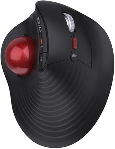 JOMAA Wireless Vertical Trackball Mouse - Ergonomic Design, 3-Device Switching, 2.4G/Bluetooth 5.0, Rechargeable Type-C, Adjustable DPI, Compatible with Windows/macOS/iOS/Android (RED)