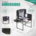 SUNNYFEEL Oversized Camping Directors Chair 500 LBS Heavy Duty, Portable Folding Chair with Side Table, Pocket for Beach, Fishing,Trip,Picnic,Lawn,Concert Outdoor Foldable Camp Chairs