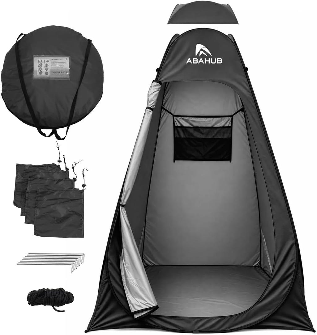 Abahub Pop Up Oversized Shower Tent, 4.9 x 4.9 x 6.2 ft, Portable Instant Privacy Tents for Camping, Outdoor Changing Room with Removable Floor Mat & Rain Shelter