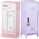 Svartur Mini Locker with Lock & Keys, Stickers, Metal Small Locker for Desktop, Girls Lockbox Desktop Storage Organizer, Money Safe and Cash Lock Box for Girls Safe, Purple