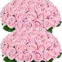 9 Pcs Pink Roses Artificial Flowers, Real Touch Velvet Roses Bouquet Fake Flowers Bulk, Artificial Roses with Long Stems for Birthday Gift Women Mom DIY Bridal Wedding Centerpiece Decorations