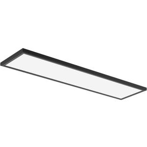 Juno Low Profile Flush Mount Flat Panel Ceiling Light, 3-in-1 Switchable LED Panel Light with Direct Mount Bracket, 1-Foot by 4-Foot, Interchangable Black and White Trim