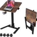 Monomi Mobile Folding Desk 25.6 Inch, Small Sit-Stand Height Adjustable Rolling Laptop Desk, Space-Saving Portable Desk with Wheels for Home Office Craft & Study, Brown