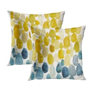 Aowced Throw Pillow Covers Set of 2, Yellow and Blue Abstract Stones Home Decorative Throw Pillow Cases Cushion Covers for Sofa Couch Bed, 18x18 Inch
