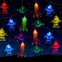 Mudder 30 LED Space String Light Room Astronaut Spaceship Rocket Pendants Holiday Lights Outerspace Room Decor 14.7 Feet Light for Bedroom Decor Birthday Party or Garden Patio, (Colorful)