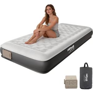 HiiPeak Twin Air Mattress with Wireless Removable Air Pump, 2Min Self Inflatable Mattress, Blow up Mattress All Night Stability, No Bad Smell TPU Air Bed for Tent Camping, Home, Guests, Car Travel