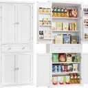 VASAGLE Pantry Cabinet, 71.7-Inch High Freestanding Tall Cupboard Storage Cabinet with a Drawer, 2 Cabinets, 4 Adjustable Shelves, 6 Door Shelves, for Living Room, Kitchen, White UBBC561P31V2