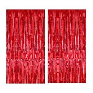Pack of 2, Colorfast FOIL Fringe Curtain Backdrop for Birthday, Graduation Celebration, Bachelorette, Valentines Party Celebration, Event Decoration (Color may vary)