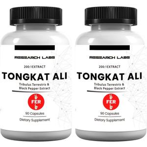 Research Labs Longjack Tongkat Ali 2 Pack Extract Capsules - Highly Concentrated Potent Extract | Strength, Drive, Performance & Muscle Mass | Exp Date 11/2029