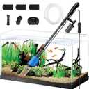 6-in-1 Electric Aquarium Gravel Cleaner, 530GPH Fish Tank Vacuum with Water Changer & Sand Washer, Quiet 32W Pump, Telescopic Pole for Freshwater & Saltwater Tanks (Blue)