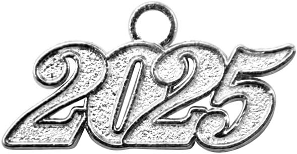 6 x Endea Graduation Tassel Date Charm Silver Year (2025)