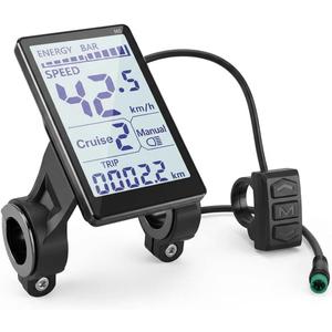 Electric Bike LCD Display Meter, M5 LCD E Bike Display 5 Pin 24V 36V 48V 60V, E Scooter Panel Screen for 31.8mm, 22.2mm Electric Bikes