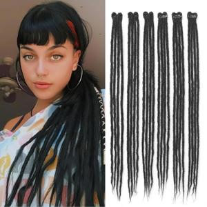Dreadlock Extensions Clip in,24 Inch 6 Clips(24strands) Soft Black Clips in DreadsHandmade Braid Dreadlocks Hair Extensions for Women/Girls/Men Synthetic Hair Extension(24",1B#)