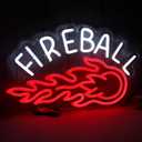 Neon Sign, LED Neon Light Sign 17x10 USB Powered Decorative Bar Open Sign for Home Bar Store Party DecorFIREBALL Whiskey Neon Lights for Man Cave