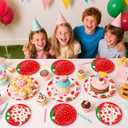 OuMuaMua Strawberry Birthday Decorations, 75 Pcs Disposable Fruit Paper Plates and Napkins Tableware Set for Summer Sweet One 1st Baby Shower Berry First Strawberry Themed Party Supplies, Serves 25