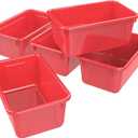 Storex Small Cubby Bins  Plastic Storage Containers for Classroom, 12.2 x 7.8 x 5.1 inches, Class Red, 5-Pack (62415A05C)