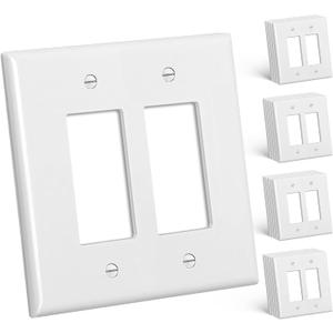 CML 20 Pack Jumbo Double Wall Plate, 2-Gang Oversized Electrical Outlet Receptacle Covers, Over-Size 5.31” x 5.5”, Impact Resistant, Gloss White, ETL Listed