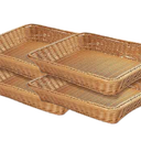 SHENLIU 4 Pack Wicker Bread Baskets 15.8 Inch Woven Serving Basket for Gifts, Fruit Baskets Food Serving Holders Rectangle Rattan Display Trays for Bread Food Vegetables Fruit Snacks Restaurant Home