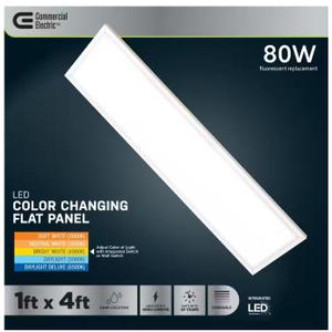 Commercial Electric 1 ft. x 4 ft. 4000 Lumens Dimmable White Integrated LED Flat Panel Ceiling Flush Mount Fixture with Selectable 5CCT FP1X4/6WY/WH/HDT