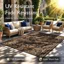 Arenarug Paisley Waterproof Outdoor Rug 4x6, UV Resistant, Taupe | Machine Washable, Easy to Clean, Non Slip, Faux Linen Outdoor Carpet for Patio, Deck Balcony Backyard