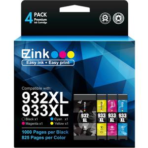 E-Z Ink Compatible Ink Cartridge Replacement(1 Black, 1 Cyan, 1 Magenta,1 Yellow)